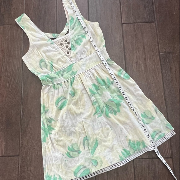 Free People Floral Yellow and Green 100% Cotton Dress size 4 - Picture 6 of 8